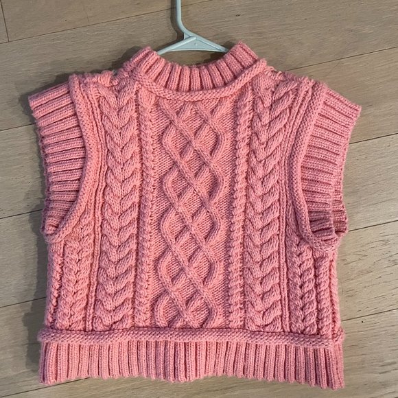 pink knit vest zara